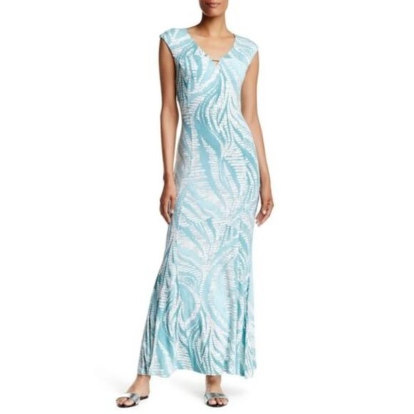 Tommy Bahama Dresses & Skirts - TOMMY BAHAMA Ogee Stones Maxi Dress, Size Medium, Flowy Coastal Blue Green